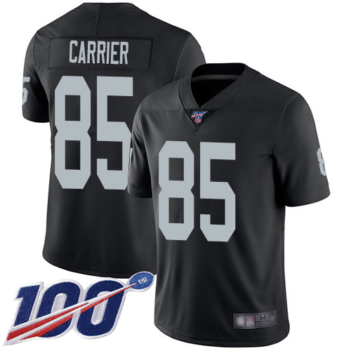 Men Oakland Raiders Limited Black Derek Carrier Home Jersey NFL Football #85 100th Season Vapor Jersey->oakland raiders->NFL Jersey